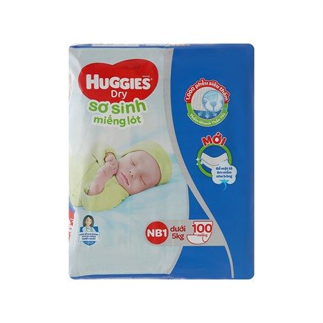 Miếng lót sơ sinh Huggies Dry size NB1 100 miếng