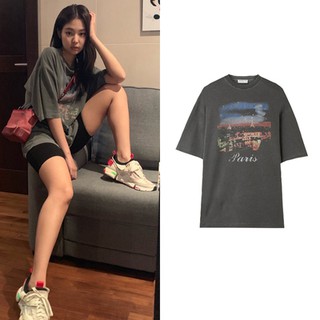 Áo thun tay lỡ dáng rộng vải mềm mịn phong cách jennie blackpink dành cho nam nữ