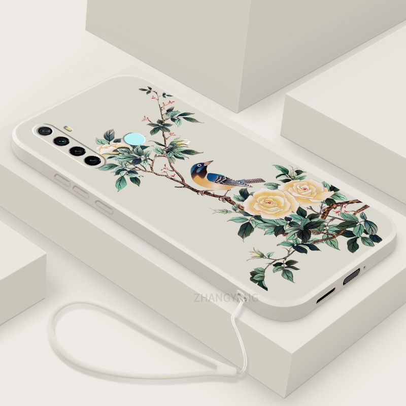 Ốp Điện Thoại TPU Mềm Họa Tiết Hoa Và Chim Có Dây Đeo Cho Realme 5 5i 6i 5 pro 6 6 pro c3