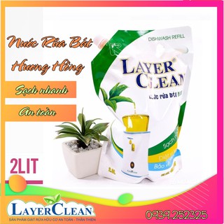 Nước rửa chén hữu cơ Layer Clean Hương Hồng 2 lit an toàn sạch nhanh