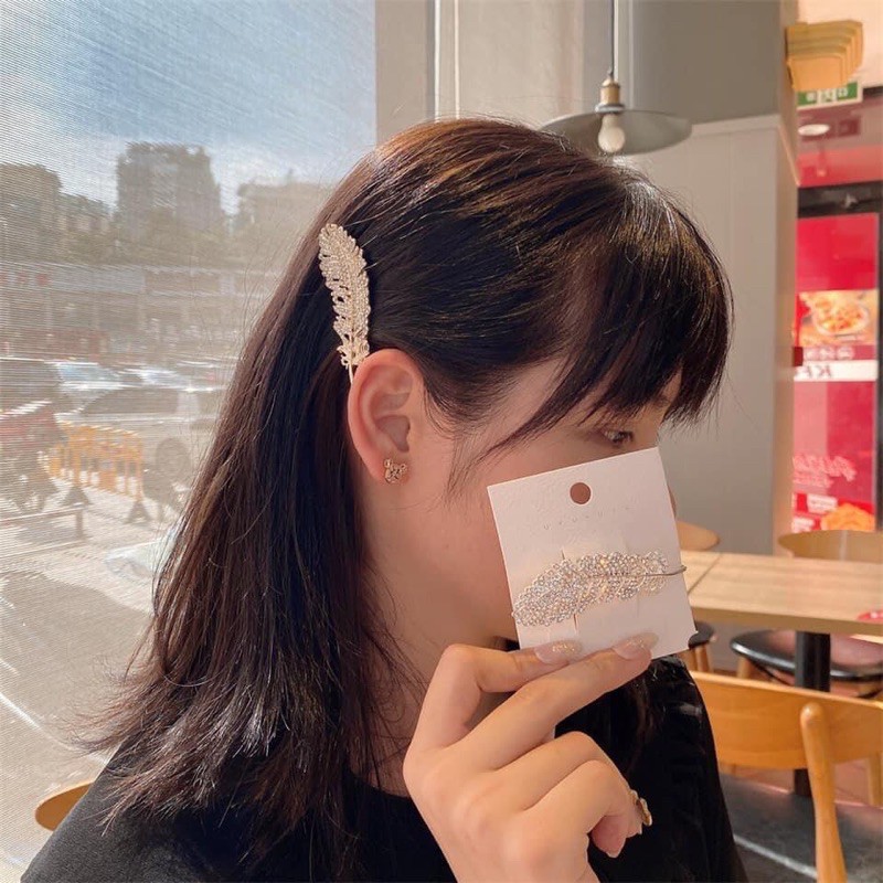 Kẹp Tóc Đá Hình Lông Vũ Sang Chảnh