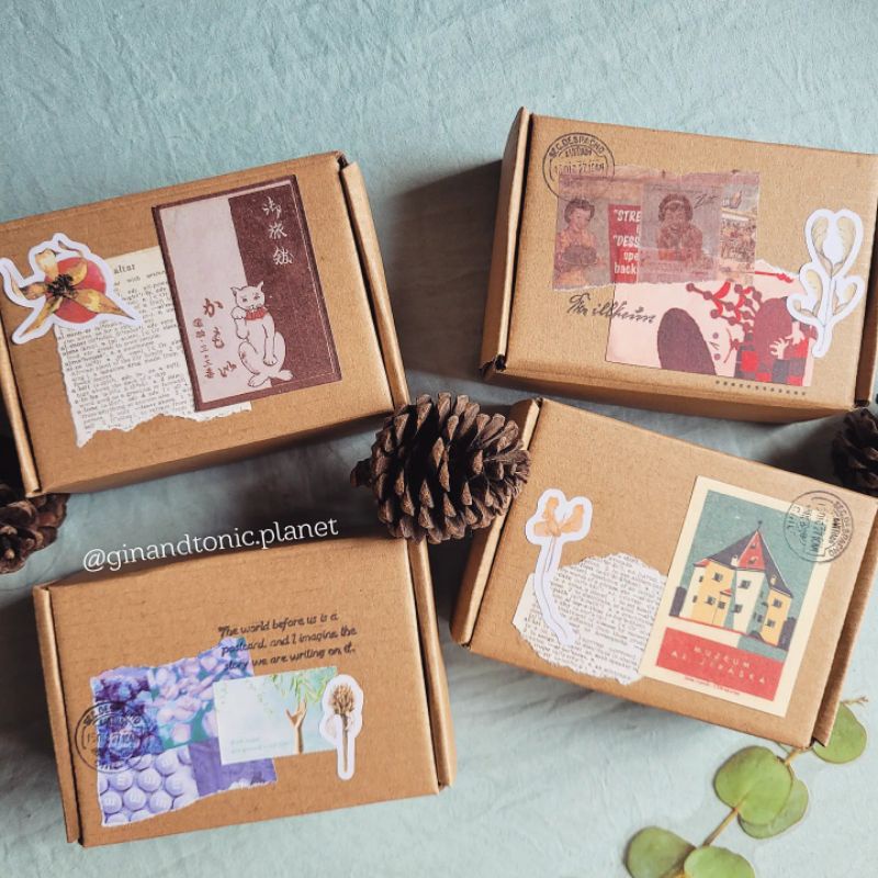 Hộp quà tặng vintage theo phong cách bullet journal nhiều kích cỡ - ginandtonic