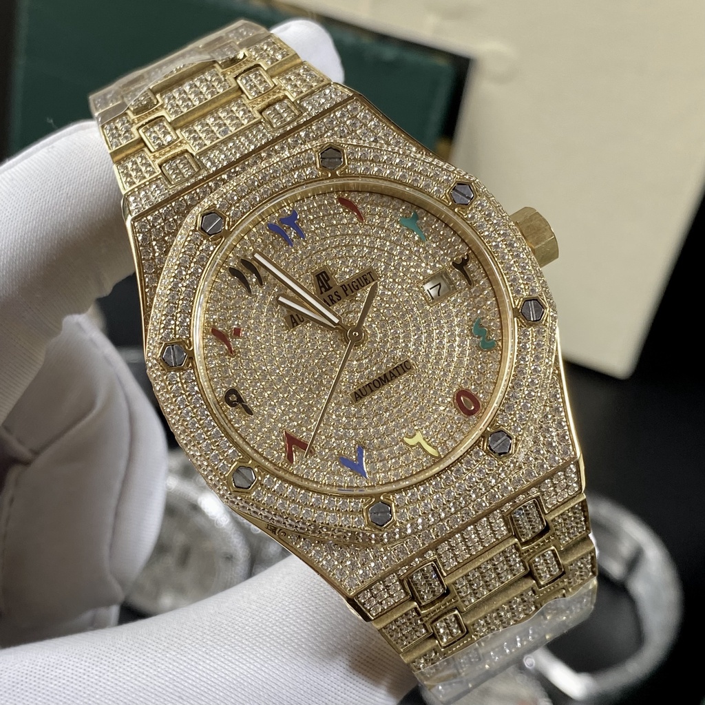 Đồng hồ nam Audemars Piguet  AP Royal Oak bản full đá Size 41mm, máy automatic Thuỵ Sỹ kim dạ quang