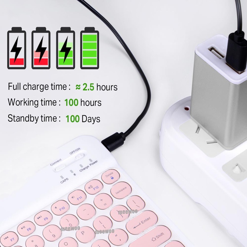 NIXXOS Set bàn phím + chuột không dây bluetooth nút hình tròn nhỏ gọn dễ mang theo cho iOS Android PC laptop tablet