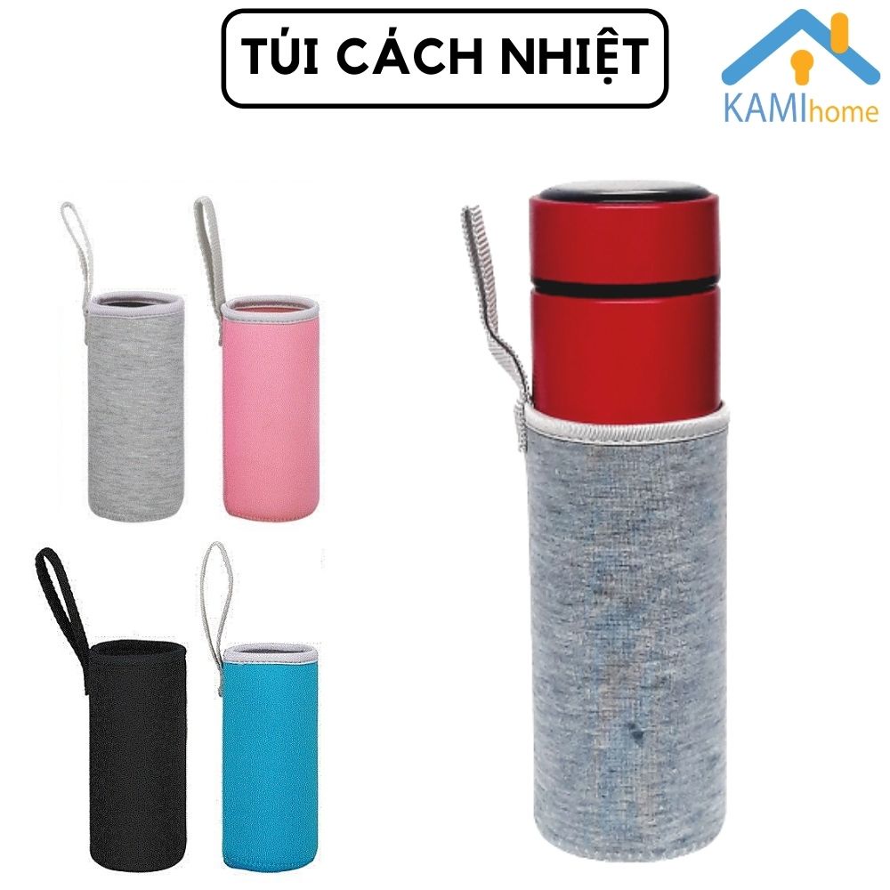 Túi đựng bình ly giữ nhiệt vải co giãn có quai xách cỡ 6x16cm Chọn màu Kami22028