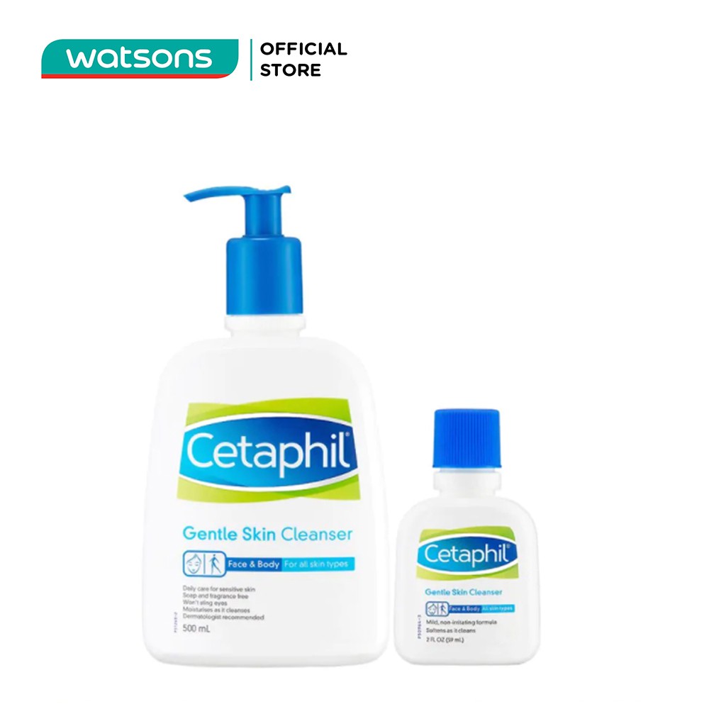 Combo Sữa Rửa Mặt Cetaphil Gentle Skin Cleanser Phù Hợp Với Mọi Loại Da(Cetaphil 500ml + Mini 59ml)