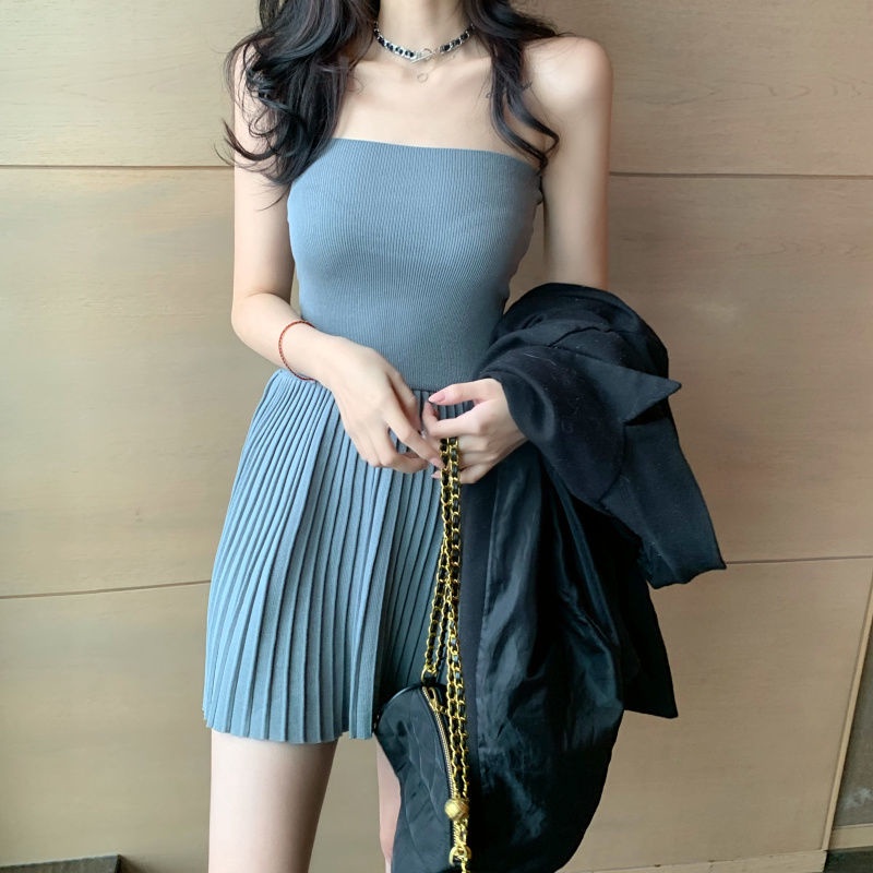 Đầm ngắn chiết eo phối xếp ly chất lượng cao cao 2022