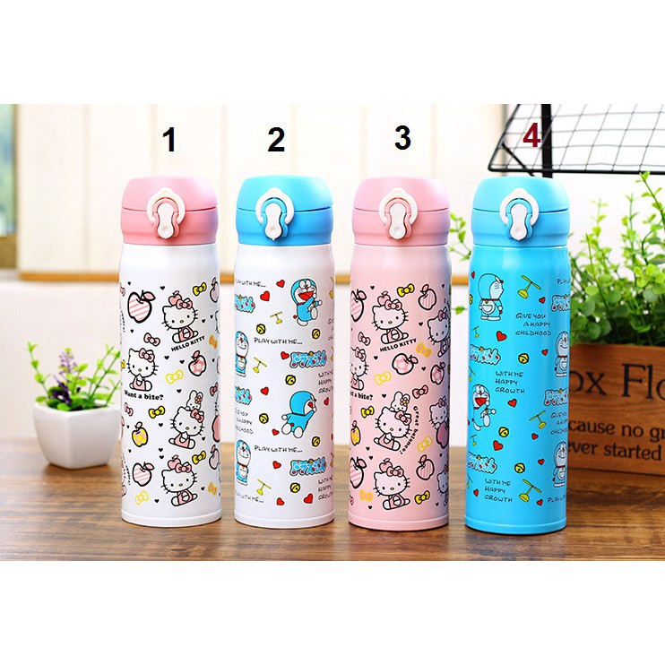 [Bình_nước_độc_lạ] Bình giữ nhiệt Doremon Kitty inox 500ml