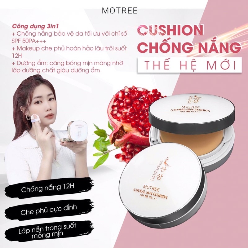 CUSHION trang điểm chống nắng- Kem chống nắng LỰU SÂM - NATURAL SUN CUSHION SPF 50+ PA+++