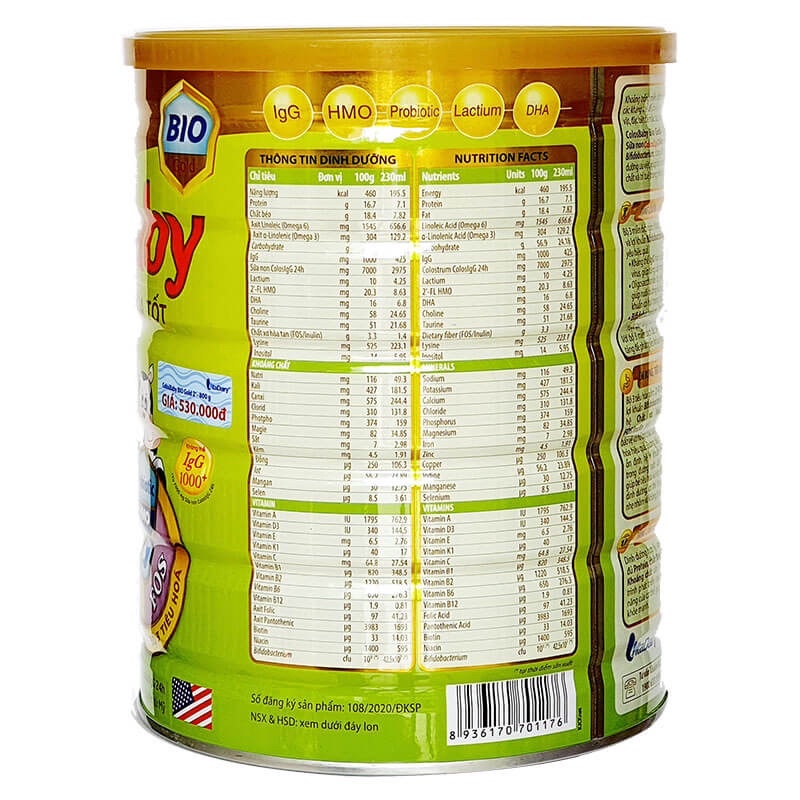 Sữa ColosBaBy Bio 2+ lon 800gr [ Date mới nhất)