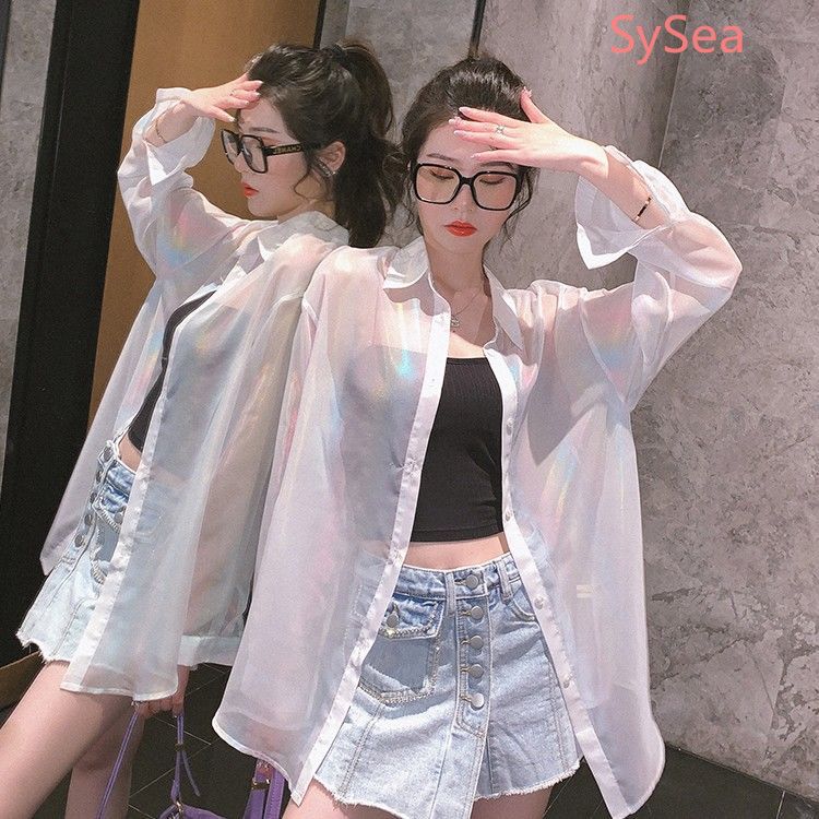 Áo Sơ Mi Mỏng Tay Dài Dáng Rộng Thời Trang Mùa Hè Dành Cho Bạn Nữ