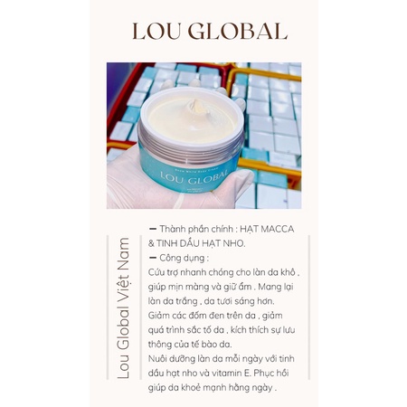 Kem dưỡng ẩm - dưỡng trắng - chống nắng body Lou Global | chiết xuất tinh dầu Nho - dầu Maca - Vitamin E A C |