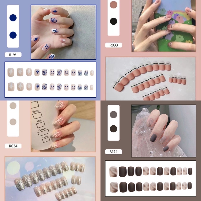 Set 24 móng tay giả nhiều size bằng nhựa ABS  Yukimishop