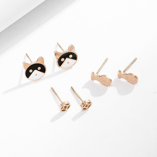 Bộ 3 Đôi Bông Tai Titan Ko Đen TT 2692