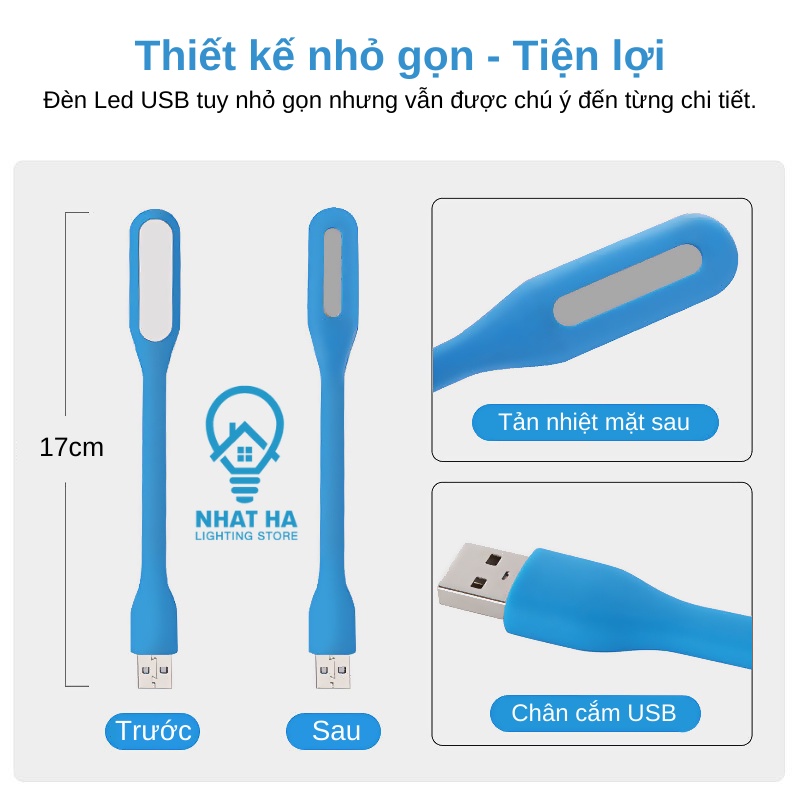 Đèn Led USB mini siêu sáng Nhật Hạ cắm vào laptop PC Sạc dự phòng Củ sạc làm Đèn ngủ - Giao Màu Ngẫu Nhiên