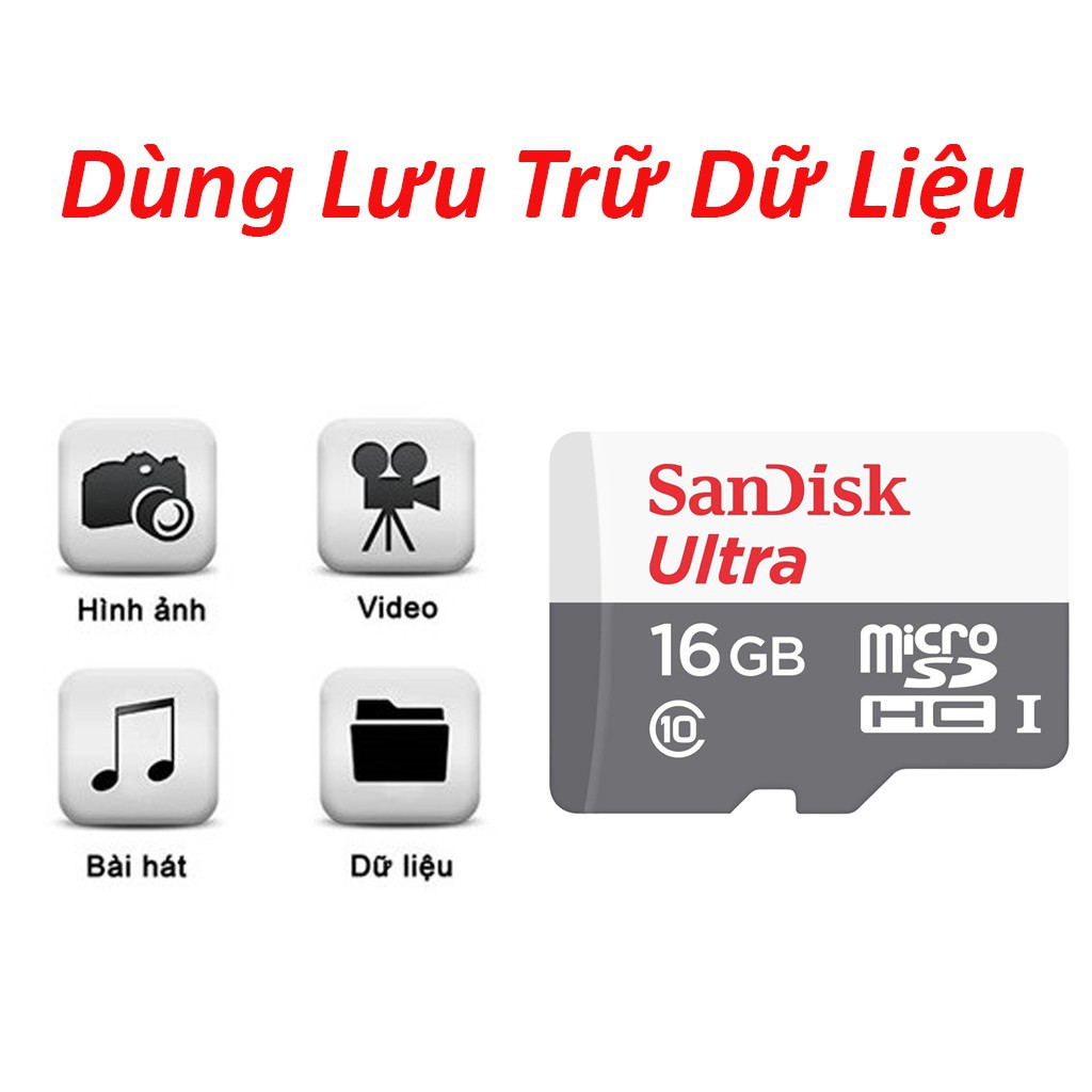 Thẻ nhớ Sandisk 16GB upto 80MB/s - Thẻ sandisk chuyên dụng cho Camera, Máy ảnh....| Bảo Hành 5 Năm | BigBuy360 - bigbuy360.vn