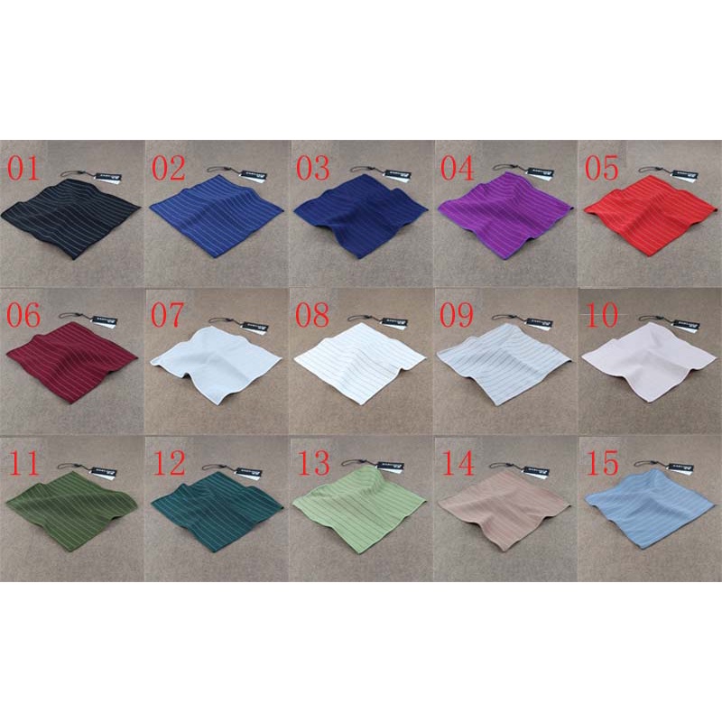 Khăn Cotton Vuông 23cm * 23cm Họa Tiết Sọc Ngang Cổ Điển Dành Cho Nam