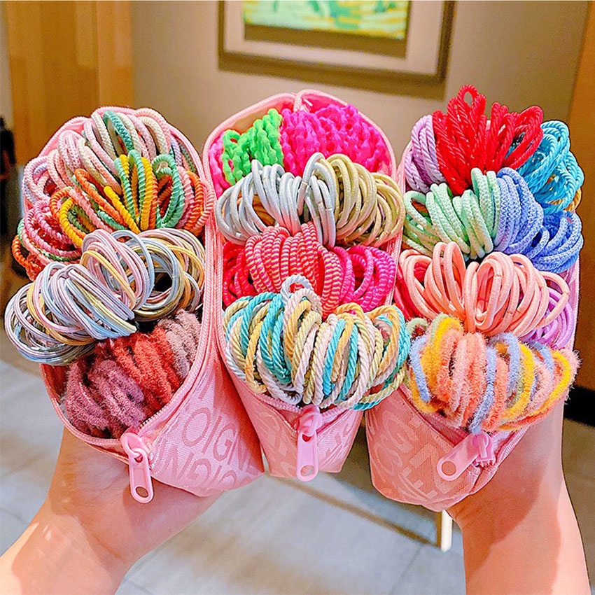 Haimeikang Set 100 dây buộc tóc màu sắc thời trang dành cho nữ