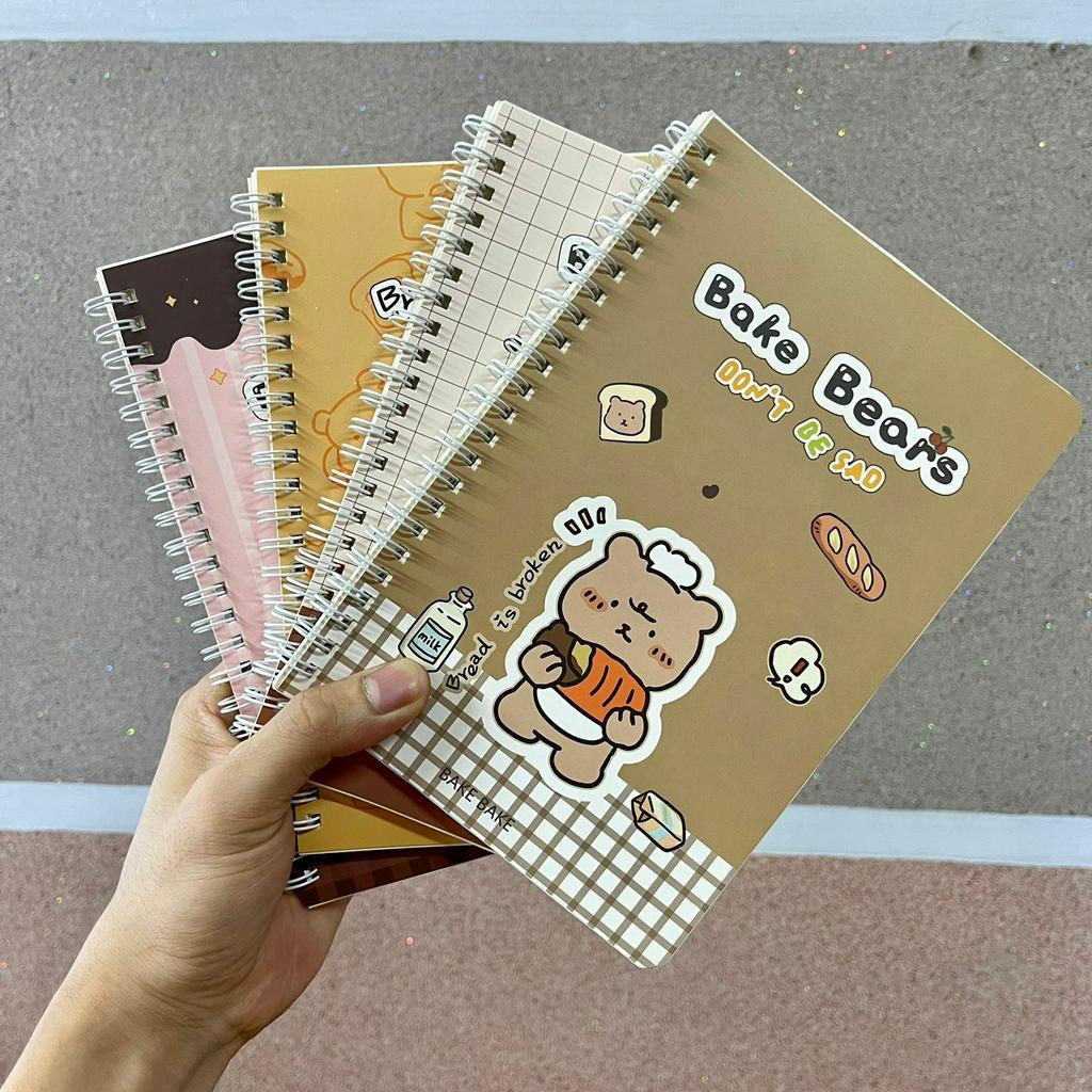 Combo 4 sổ lò xo A5 set 6 bút hoạt hình Leng Keng siêu dễ thương