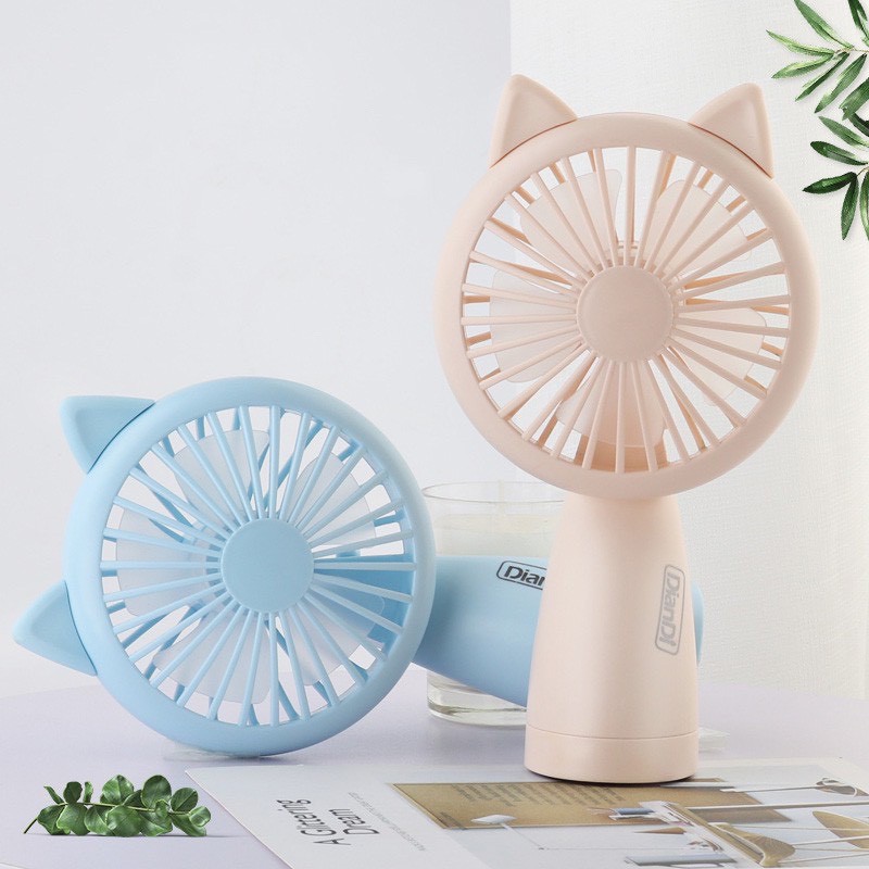 Quạt Cầm Tay Tai Mèo Tai Thỏ 5 Cánh Có Đèn Led Pin Sạc | BigBuy360 - bigbuy360.vn