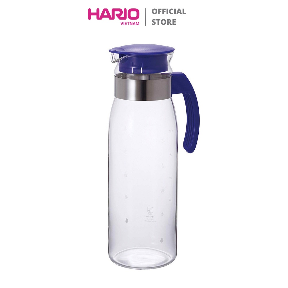 Bình đựng nước thủy tinh HARIO 1.4L (Xanh navy) - Refrigerator Pot Slim B RPBN-14-NV