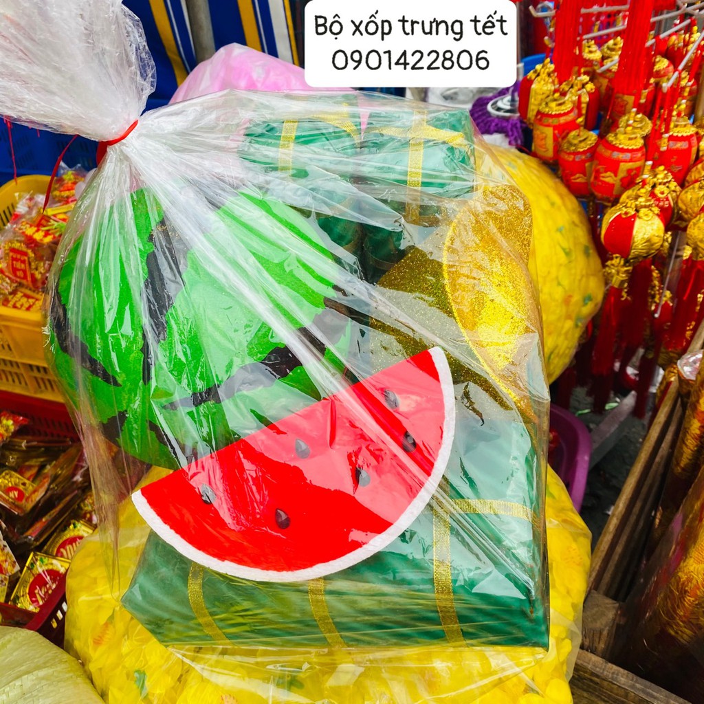 Bộ xốp 3D 6 món dưa hấu bánh chưng bánh dày thỏi vàng 2021