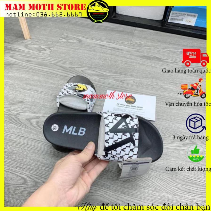 Dép mlb, dép quai ngang mickey NY đen thời trang nam nữ hang 11 full bil box bản trung shop MAMMOTH