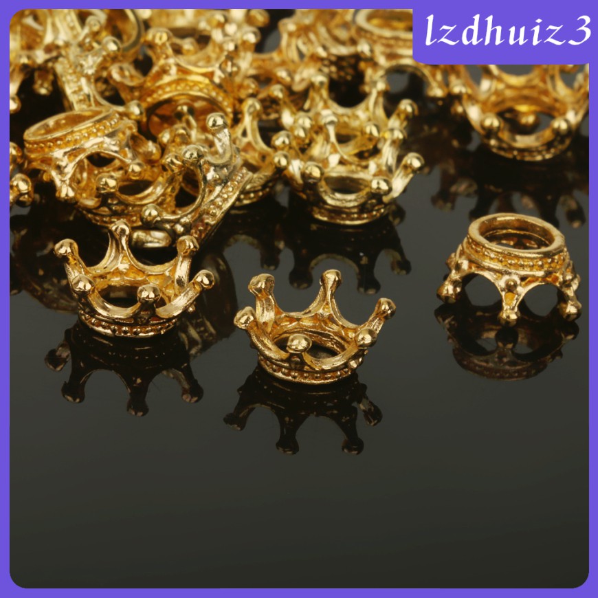 CHARMS Gói 50 Mặt Dây Chuyền Mạ Vàng Hình Vương Miện