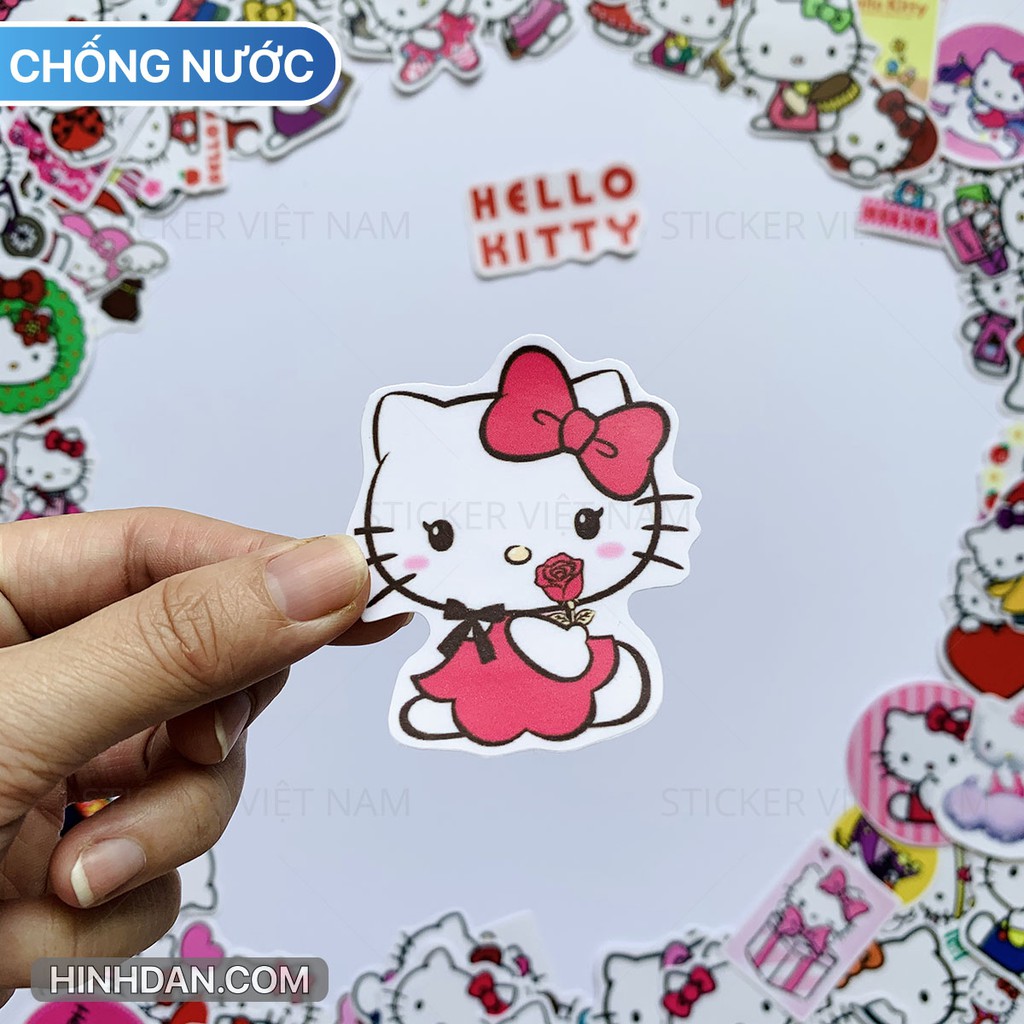 Sticker HELLO KITTY dễ thương chống nước dán nón bảo hiểm, tủ, đàn guitar, laptop, máy tính, xe | BigBuy360 - bigbuy360.vn