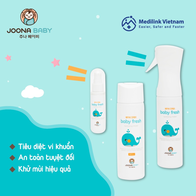 Xịt diệt khuẩn JOONA BABY Baby Fresh khử mùi cho đồ chơi, bình sữa, núm ti an toàn cho bé 300ml - Herbaby