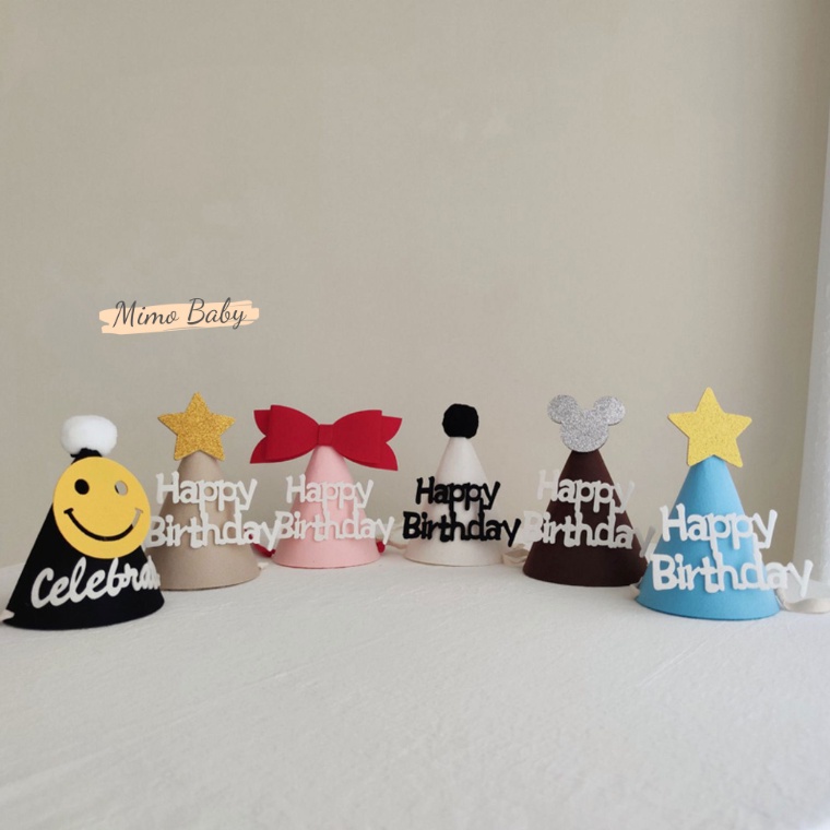Mũ nón trang trí sinh nhật hình chóp phong cách hàn quốc Mimo Baby M67