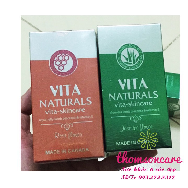 Viên bôi dưỡng da trắng hồng Vita Naturals - từ nhau thai cừu và vitamin E Chính hãng