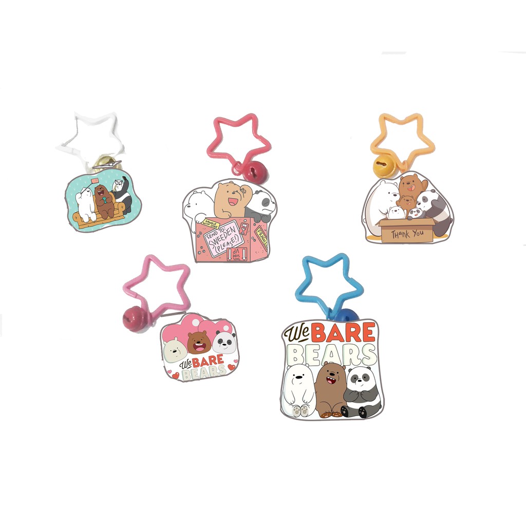 Móc khoá ba anh em gấu dẹt vòng MKI6 bare bear móc khoá cute móc khoá dễ thương