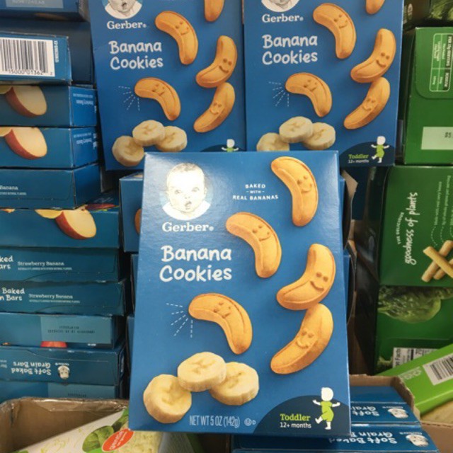 Bánh quy Gerber Banana Cookies vị chuối, 12m (142g)