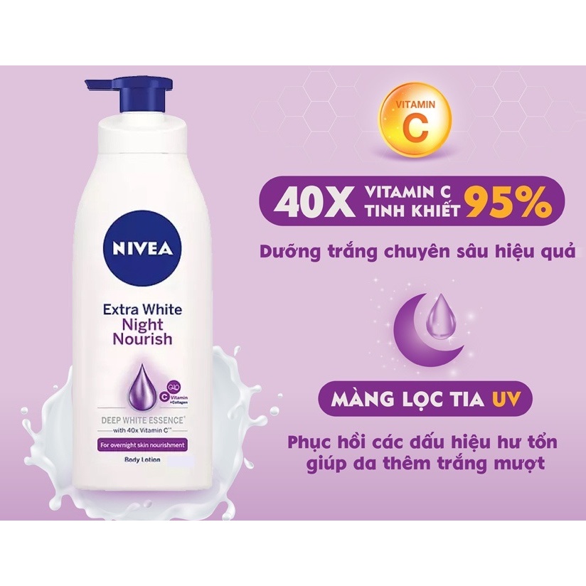 Sữa Dưỡng Thể Nivea Extra White Night Nourish Body 350ml