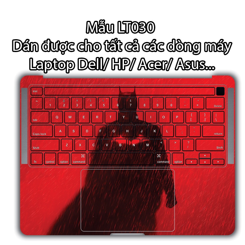 Miếng Dán Laptop - Mẫu LT030 hình Batman đỏ - Dán cho Dell, Hp, Asus, Lenovo, Acer, MSI, Surface,Vaio, Macbook