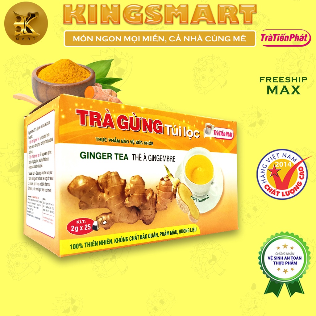 Trà Gừng Túi Lọc 50G Làm Ấm Cơ Thể, Chống Cô Vy