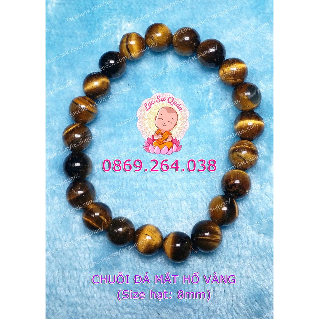 CHUỖI ĐEO TAY MẮT HỔ VÀNG 8mm