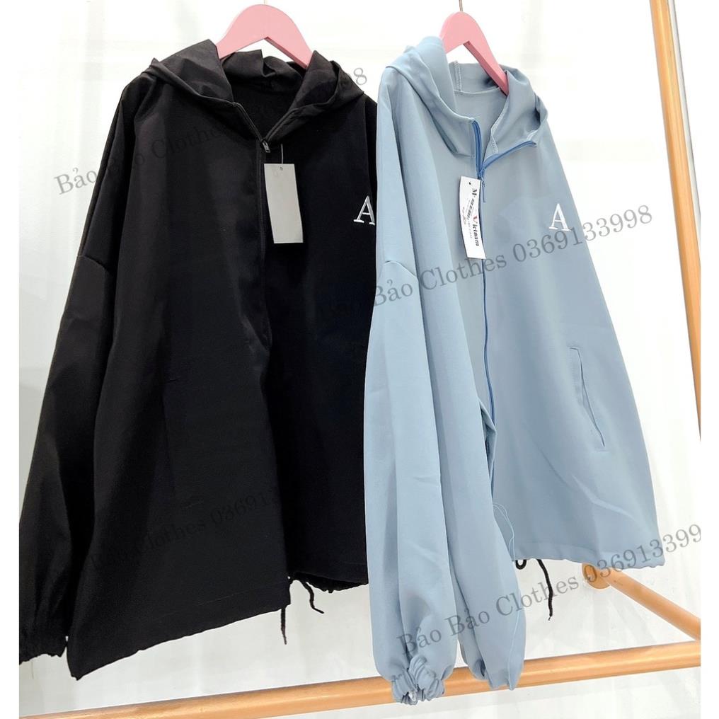 Khoác Kaki Tay Bồng Nam Nữ Chữ A Dáng Rộng Bồng Tay Có Mũ Bo Tay1 Lớp Unisex Uzzlang