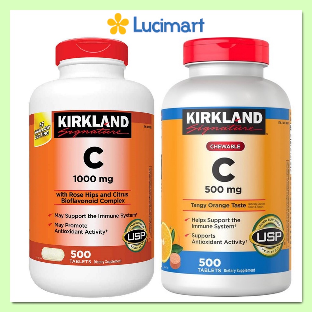 Viên Kirkland Vitamin C 500mg, 1000mg hộp 500 viên [Hàng Mỹ]