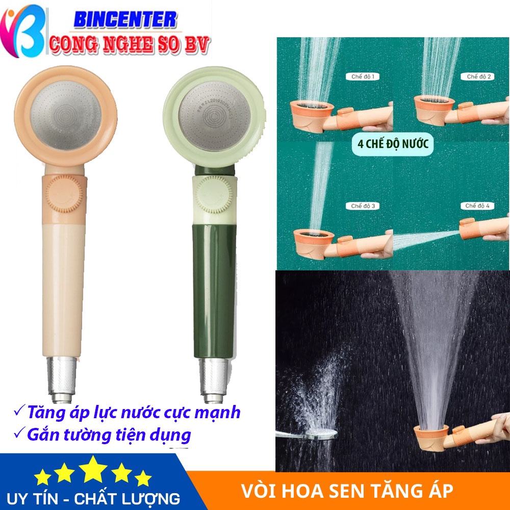 Đầu Vòi Sen Tăng Áp Đa Năng 4 Chế Độ Phun Nước, Vòi Hoa Sen Chất Liệu Nhựa Cao Cấp Màu Sắc Thời Trang Cho Nhà Tắm