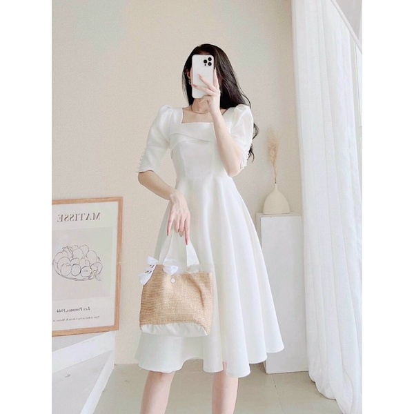 Váy trắng nữ dáng dài dự tiệc thanh lịch-Freeship-Hàng chuẩn xinh loại 1-đầm nữ đẹp dự tiệc xinh,chụp ảnh cưới,kỷ yếu