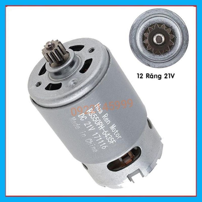 Motor 550 -21V 12 bánh răng thay thế máy khoan pin 14 -18-21-26V
