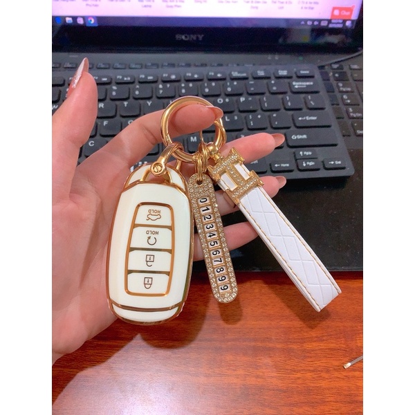 Bao Đựng Chìa Khóa silicon Mạ Bạc Cho Hyundai Accent 2021-2022 Accent 4 Nút