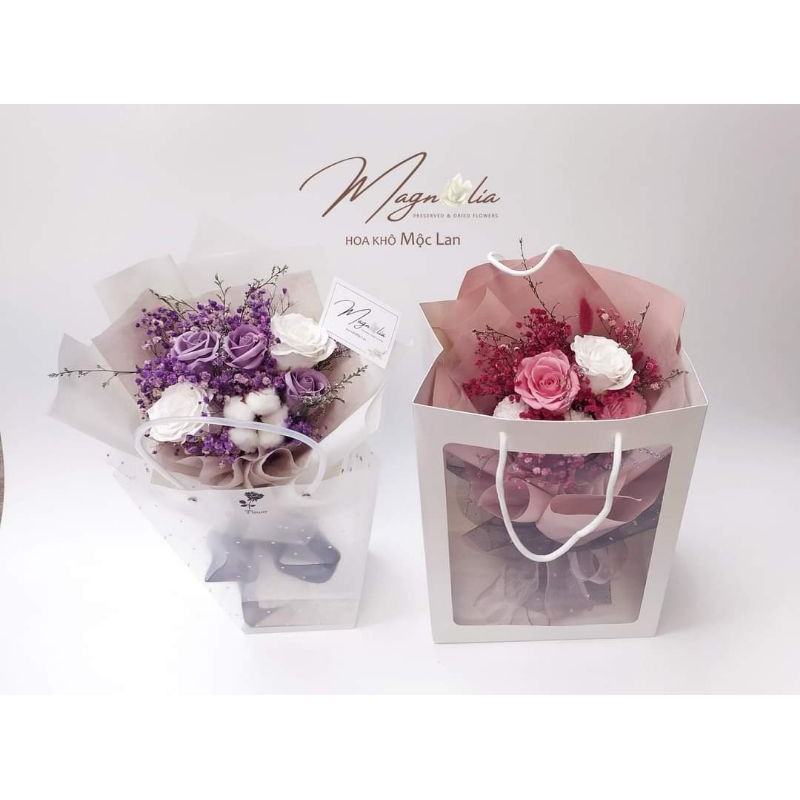 LLO Set bó hoa sáp mix khô ko tàn (tặng kèm túi kính) quà tặng sinh nhật, ngày già giáo việt nam 20/11 73 2