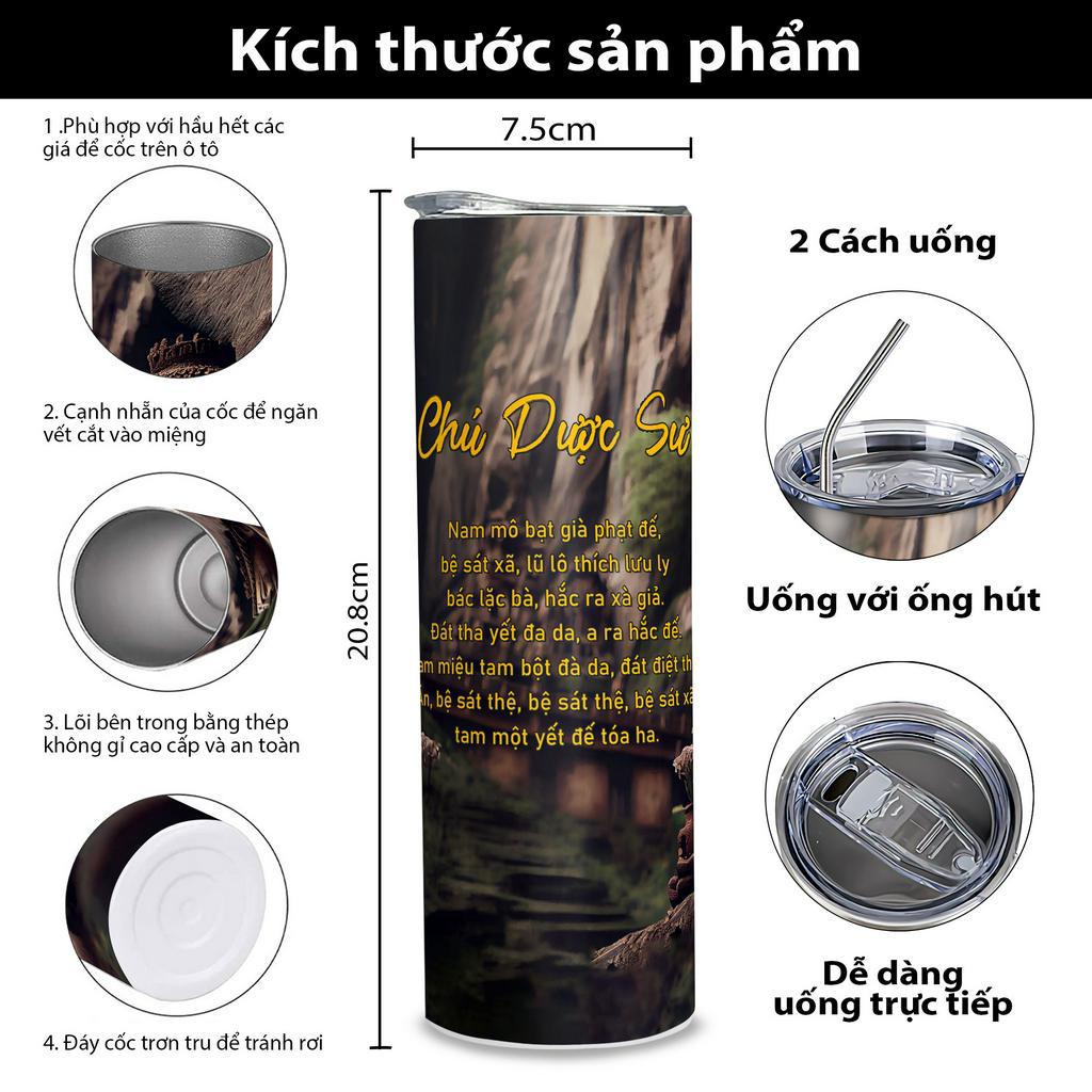 Bình Nước Chú Dược Sư - Bình Giữ Nhiệt Chú Dược Sư - Ly Giữ Nhiệt Chú Dược Sư 2 lớp thép không gỉ SUS304 - 600ml