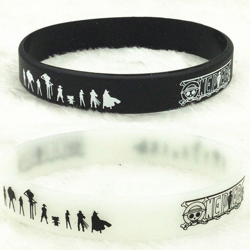 Vòng đeo tay cao su silicone mặt hình anime One Piece Nhật Bản cho nam nữ