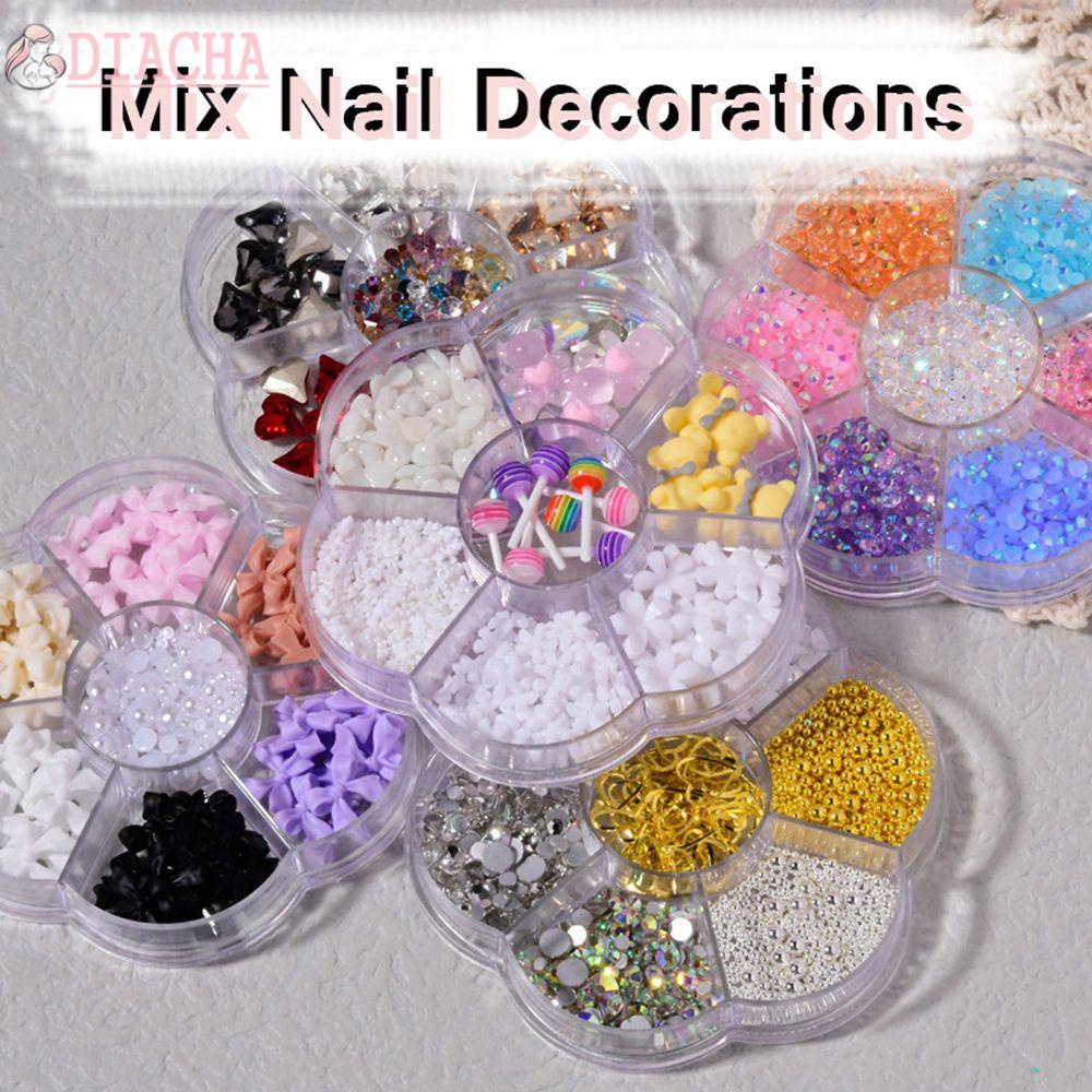 [Hàng mới về] Hộp hạt trang trí móng tay 3d hình kẹo mút/bướm/nhiều kiểu dáng tùy chọn mini dễ thương