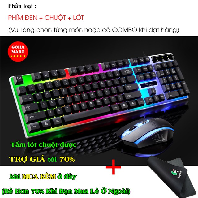 [Mã ELFLASH3 hoàn 10K xu đơn 20K] Bộ Bàn Phím Chuột Có Dây Giả Cơ Chuột DPI 3 Nấc Báo Đêm Version 2 LED 7 Màu | BigBuy360 - bigbuy360.vn