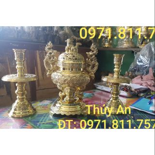 Bộ lư đồng tròn 40cm và bát hương